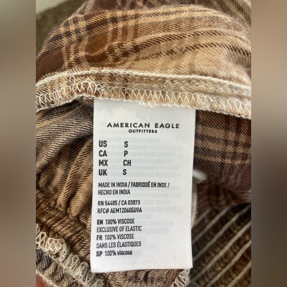 AMERICAN Eagle Brown plaid jumpsuit Size small spaghetti strap flowey - Picture 10 of 10